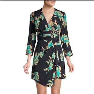 Sandro Bruni Asymmetric Floral Printed Mini Dress Size 6